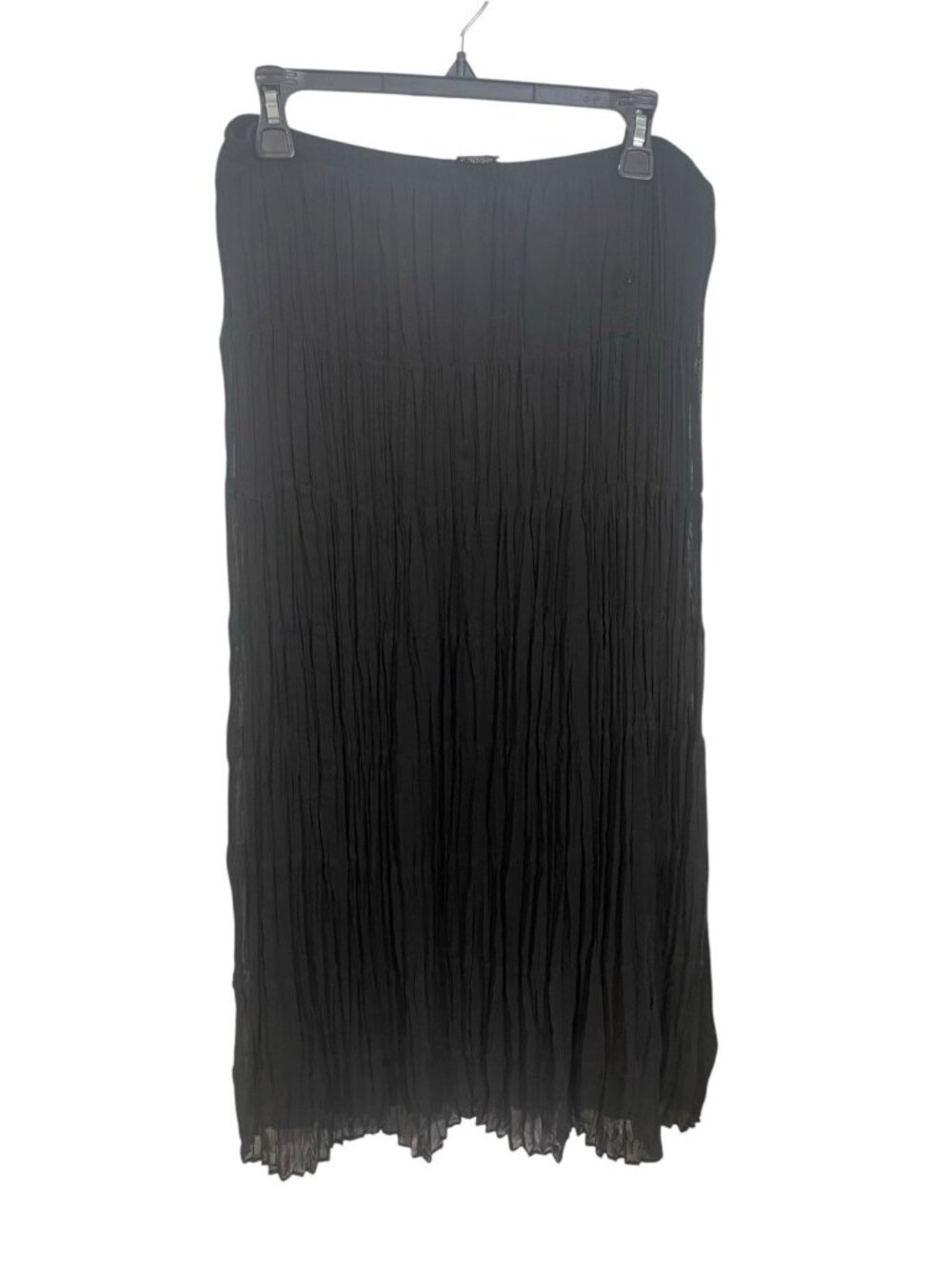 MSK Women's Size Large Black Gauzy Pleated Maxi Skirt READ DESCRIPTION